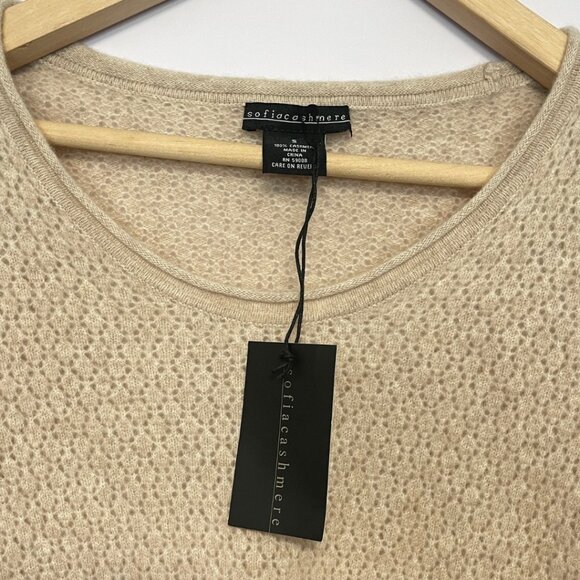 Sofia Cashmere Crew Sweater NWT Womens Size S Soft Oatmeal Cream Beige Luxury - Picture 6 of 9